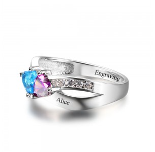 Mother's day Birthstone ring, Sterling Silver Personalized Engravable Ring JEWJORI102504